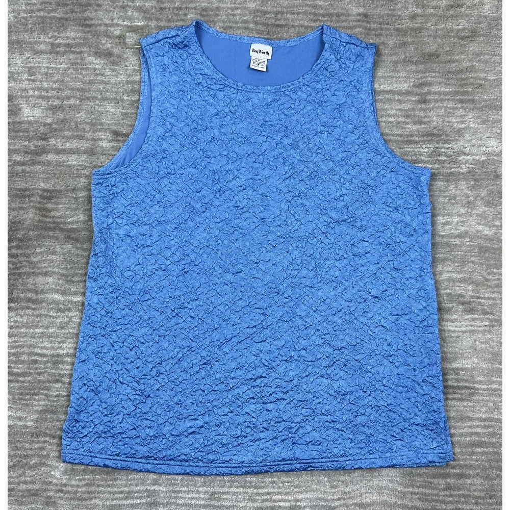 BonWorth Tank Top Women Medium Blue Popcorn Textured Sleeveless Scoop Neck 31501
